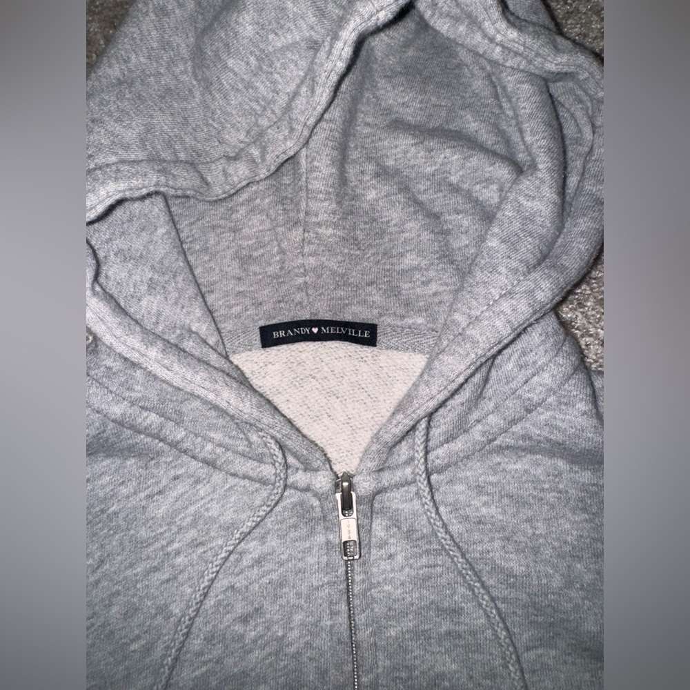 Brandy Melville cropped grey zip up hoodie